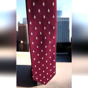 NYC Fleur De Lis Burgandy Silk Neck Tie Barbara Blank New York